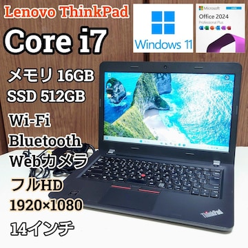 Lenovo ThinkPad Corei7 16GB SSD512GB Windows11 Excel Word J