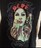 エマ・マフィーユ・パリ 黒長袖フィットTシャツ メタリックグリーン衿リメイク