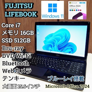 FUJITSU LIFEBOOK Corei7 16GB SSD512GB u[C DVD Excel Word J