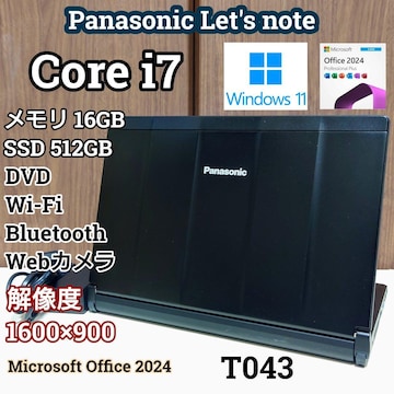 Panasonic Let'snote Corei7 16GB SSD512GB Excel Word DVD WebJ