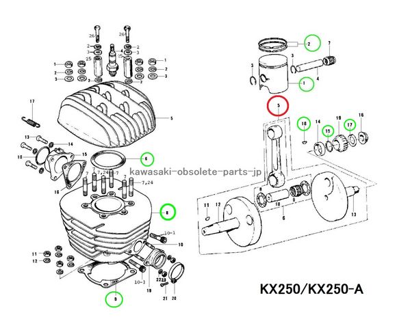 kawasaki Vintage MX KX250 クランクシャフト 絶版新品 | 自動車