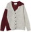 メンズ モヘア ニット カーディガン【GREY/BURGUNDY】