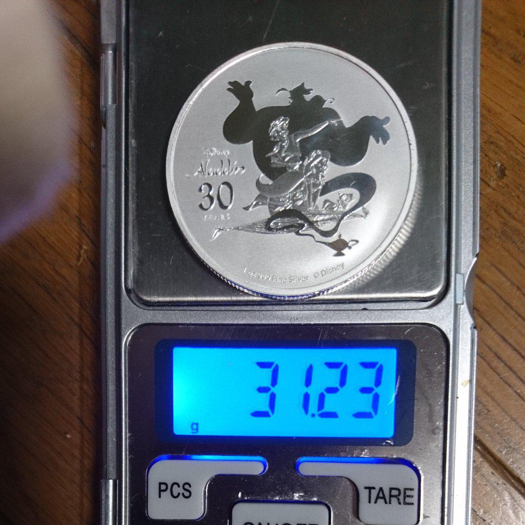純銀　メダル　ディズニー　アラジン　1オンス 2022年 (新品) ニウエ「ディズニー・アラジン 30周年」純銀 1