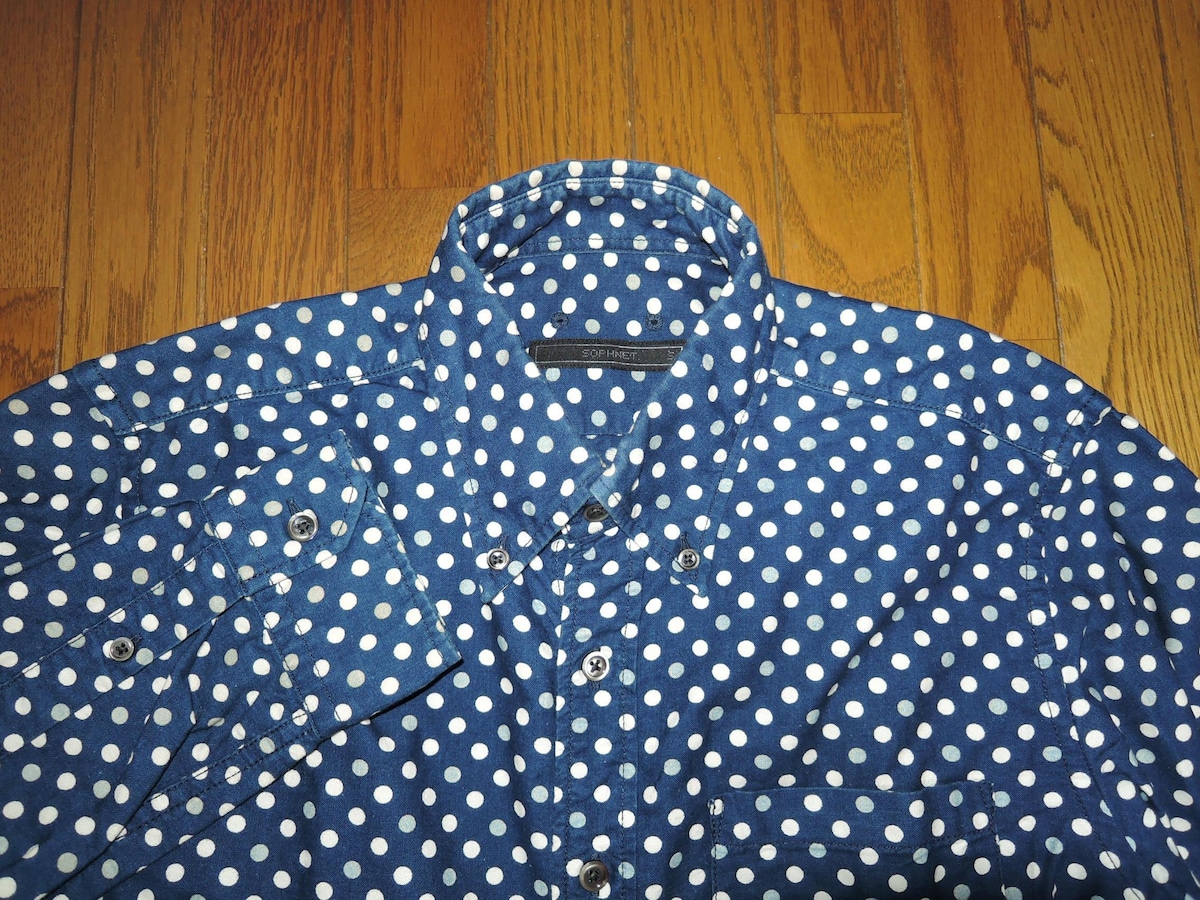 【美品/XL】SOPHNET.　ソフネット　デニムシャツ　ドット　インディゴ 美品/XL】SOPHNET. ソフネット デニムシャツ ドット インディゴ