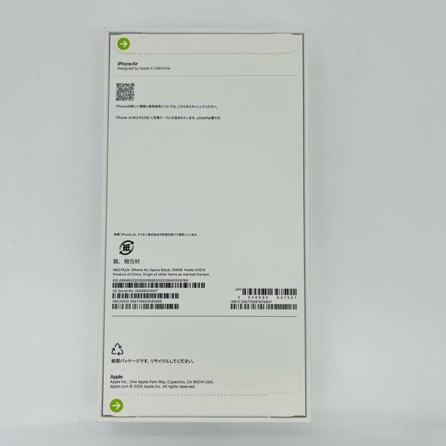 J iPhone Air 256 GB SIMt[ ubN@{  Ɠd/AV 