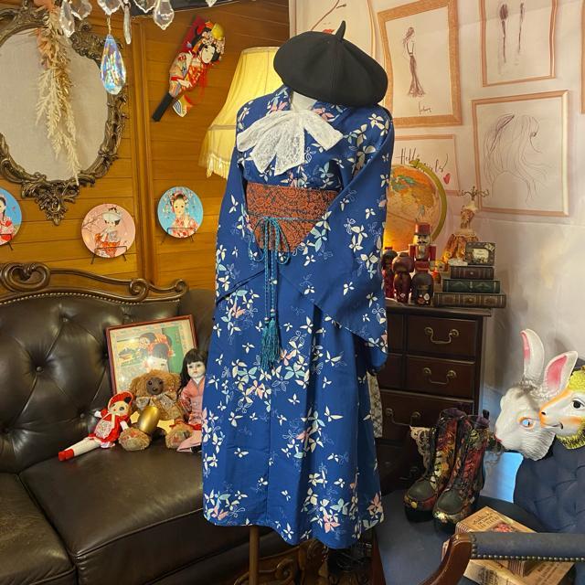 着物リメイクワンピース3469 ㉒【着物リメイク】サイドウェイカラーワンピースにMakeover
