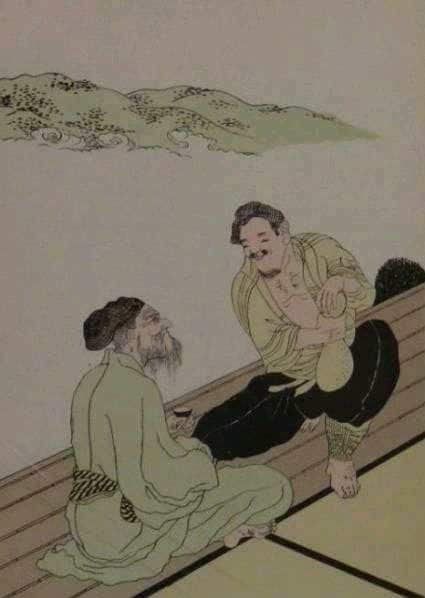 絵画 ポショワール 藤田嗣治 養老の滝・日本昔噺より《3》巨匠