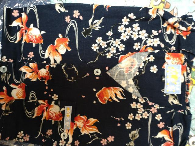 鯉口シャツ 風神雷神市松（黒白）超巾広サイズ（４Ｌ）　大人鯉口シャツ単品 男女兼用 義若オリジナル 鯉口シャツが安い【5784】紺地に風神雷神の鯉口を激安販売【祭の