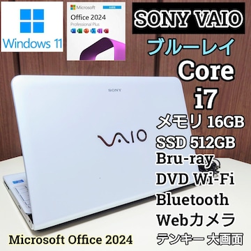 SONY VAIO Corei7 16GB SSD512GB u[C Windows11 Office2024 \j[