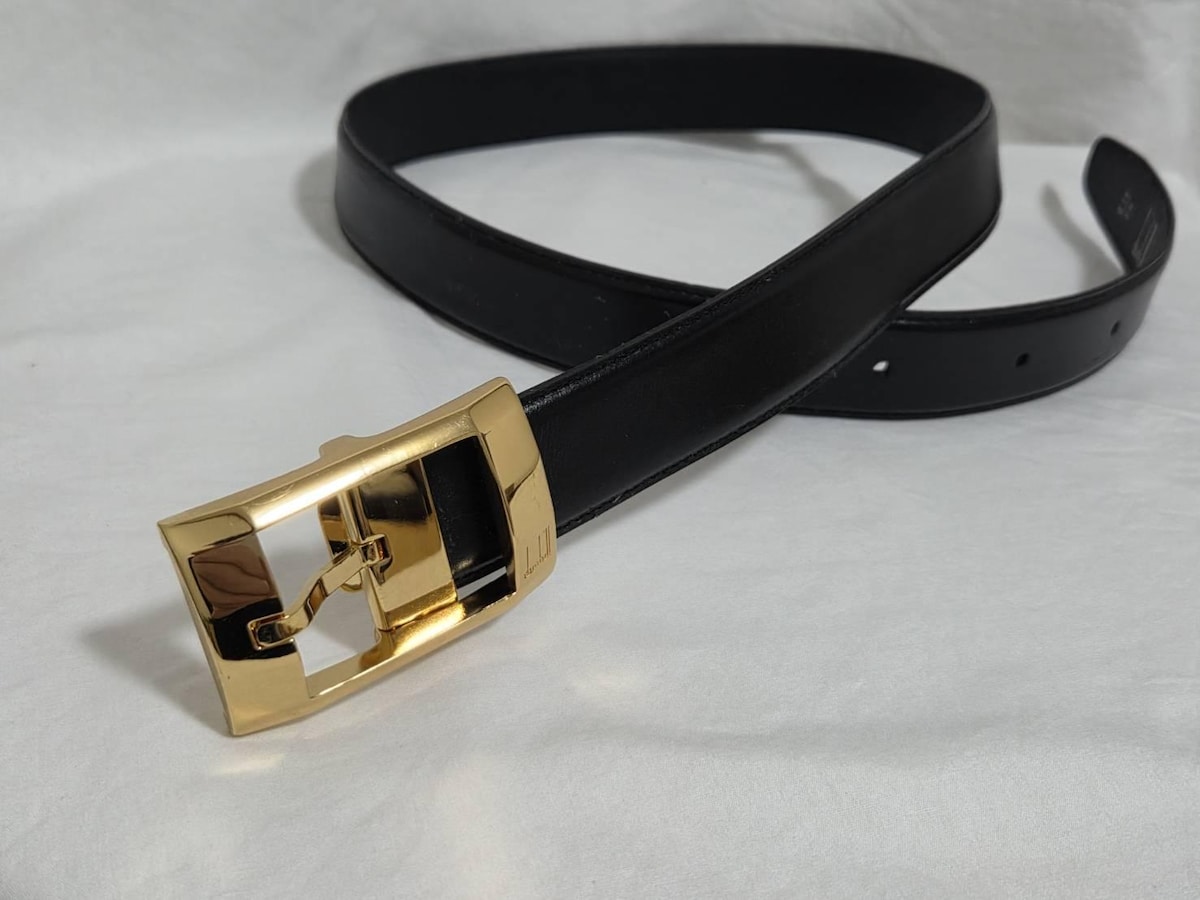 美品 dunhill ダンヒル ベルト ロゴバックル レザー 本革