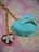 《New》hand made/ハンドメイド★ミントハートマカロン&ハートチャーム ストラップ