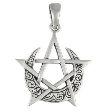 DD: Silver Simple Moon Pentacle Pendant