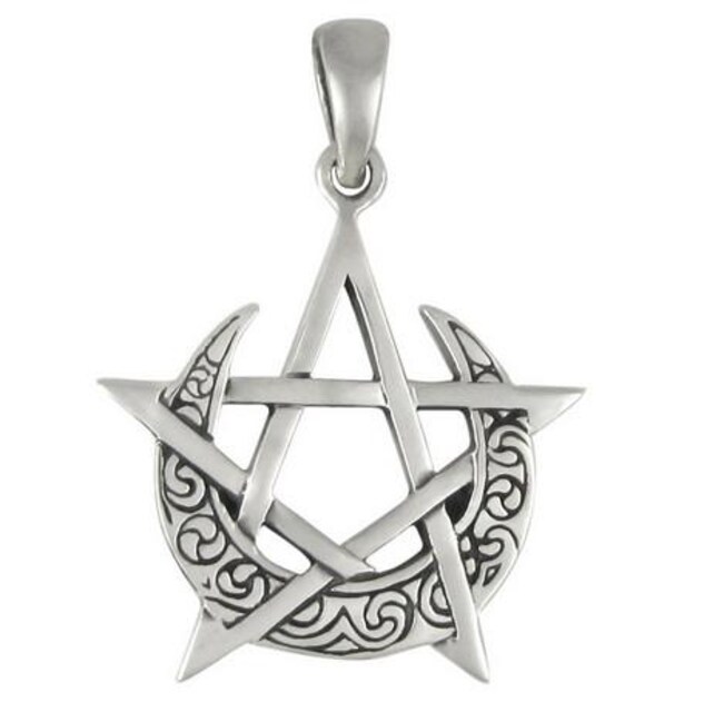 DD: Silver Simple Moon Pentacle Pendant   ANZT[/v 